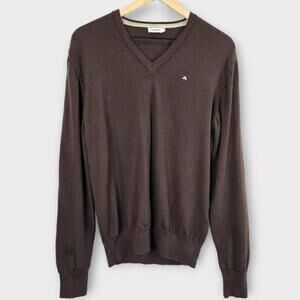 Women's J. Lindeberg 100% Merino Wool Brown V-Neck Sweater Sz XXL